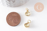 Pendentif coquillage laiton doré 9mm, x2 (G10043)