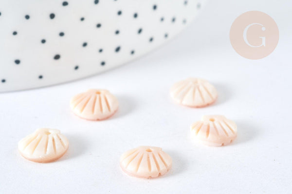 Pendentif coquillage nacre blanche naturelle 9,5-10mm , création bijou coquillage, x1 G7356