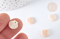 Pendentif coquillage nacre blanche naturelle 9,5-10mm , création bijou coquillage, x1 G7356