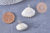 Pendentif coquillage naturel coque argenté, x1 (G1260)