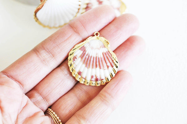 Pendentif coquillage naturel coque doré 33-54mm, x1, G1795