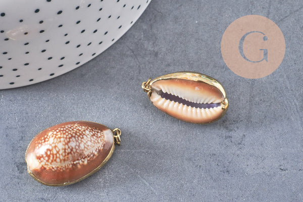 Pendentif coquillage naturel doré, pendentif doré, création bijoux, coquillage Conch bijou, coquillage naturel, 28mm (G0878)