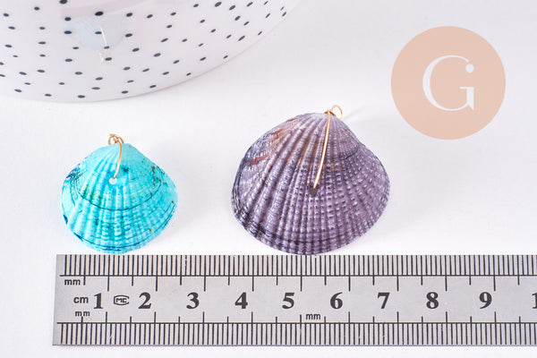 Pendentif coquillage naturel teinté cuivre doré 27-36mm, x1 (G10707)