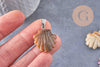 Pendentif coquillage pierre naturelle et de synthèse laiton platine 22-25mm, x1 (G10344)