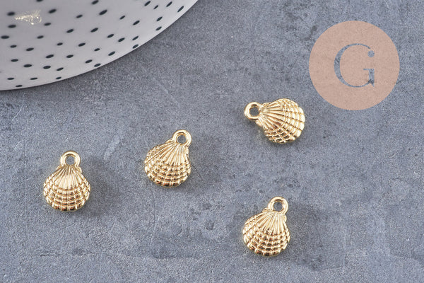 Pendentif coquillage zamac doré 14K 13.5mm, x5 (G5798)