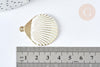 Pendentif coquillage zamac doré patiné blanc 35,5mm, x1 G7439