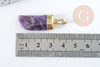 Pendentif corne améthyste naturel 37mm,pendentif pierre naturelle création bijoux, x1 (G8283)
