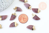 Pendentif corne quartz fraise transparent, pendentif bijoux, quartz fraise naturel,20mm, x1 (G5507)