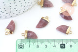 Pendentif corne quartz fraise transparent, pendentif bijoux, quartz fraise naturel,20mm, x1 (G5507)