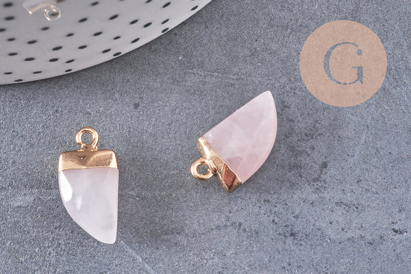 Pendentif corne quartz rose,pendentif bijoux, quartz rose naturel, pendentif jade,21mm, x1 (G1513)