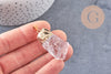 Pendentif cristal quartz blanc fer doré, pierre brute naturelle création bijoux, x1 (G0838)