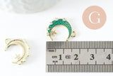Pendentif croissant de lune étoiles cristal émaillé bleu turquoise zamac or 20mm, pendentif or émaillé, sans nickel, x1 (G5918)