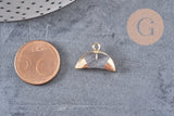 Pendentif croissant lune cristal de roche doré,pendentif bijoux,lune cristal naturel,18mm x1 (G1207)