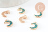 Pendentif croissant lune étoiles émail bleu zamac doré 11.5mm, x1 (G5920)