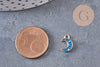 Pendentif croissant lune étoiles émail bleu zamac doré 11.5mm, x1 (G5920)