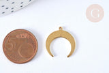 Pendentif croissant lune laiton brut,perle lune,fourniture dorée, Pendentif lune laiton, x2 (G1838)