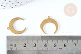 Pendentif croissant lune laiton brut,perle lune,fourniture dorée, Pendentif lune laiton, x2 (G1838)