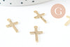 Pendentif croix acier 201 inoxydable doré 16.5mm, x2 (G10189)