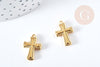 Pendentif croix acier 304 doré inoxydable 18mm, x1 (G8714)