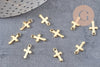 Pendentif croix acier 304 inoxydable doré 12mm, x10 (G4085)