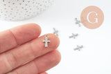 Pendentif croix acier 304 inoxydable doré 12mm, x10 (G9827)