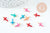Pendentif croix acier 304 inoxydable doré émail multicolore 10mm, x10 (G10747)