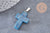 Pendentif croix agate naturelle bleu acier inoxydable 29mm,pendentif pierre, support argent, création bijoux,agate naturelle, x1 (G0500)