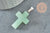 Pendentif croix aventurine naturelle verte acier inoxydable 29mm,pendentif pierre, support argent, pierre naturelle, x1 (G2544)