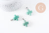 Pendentif croix aventurine verte naturelle acier inoxydable platine 24mm, x1 (G10070)