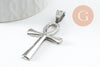 Pendentif croix copte acier 304 inoxydable argent 44.5mm, x1 (G9833)