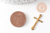 Pendentif croix laiton brut 25mm, x10 (G1503)