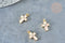 Pendentif croix zircon rond laiton doré émail rose 15mm,pendentif création bijoux religion, x1 G8331