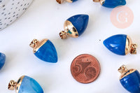 Pendentif d'agate naturelle teintée en bleue 24mm, x1 (G5588)