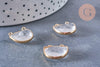 Pendentif demi-cercle en cristal de roche facetté laiton doré 18mm, x1 (G6865)