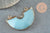 Pendentif demi-cercle jade bleu fer doré 41mm, pendentif bijou pierre naturelle, x1 G2308