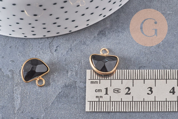 Pendentif demi-cercle jade noir, pendentif bijoux, pendentif pierre,jade naturel,pendentif pierre, pendentif,13.5mm, x1, G0842