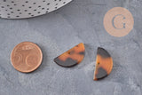 Pendentif demi-cercle marron, perle acétate, perles plastique,connecteur plastique,3cm, x5 ou x10 (G1403)