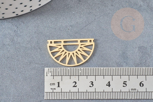Pendentif demi-cercle soleil acier doré 17.5mm, breloque acier inoxydable doré, pendentif sans nickel, x1 G6128