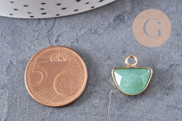 Pendentif demi-lune aventurine,Pendentif bijou pierre naturelle,aventurine naturelle,création bijoux,13.5mm,G2883