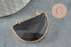 Pendentif demi-lune jade naturel noir teinté laiton doré32mm,création bijoux pierre naturelle, x1 G5887