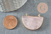 Pendentif demi-lune quartz rose naturel laiton doré 32mm,création bijoux litothérapie, x1 G0740