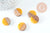 Pendentif disque bois résine jaune 18mm, x5 (G1804)