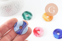 Pendentif donut agate naturelle teintée 30mm,pendentif bijoux pierre agate naturelle, x1 (G3981)