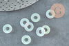 Pendentif donut disque verre blanc irisé 10x3mm,x10 (G6380)