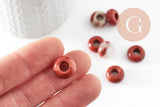 Pendentif donut jaspe rouge naturel pour création de bijou en pierre, pendentif pierre cercle,14mm, x2 (G4494)