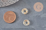 Colgante donut de cristal transparente y lámina de oro, un colgante redondo de cristal para tus creaciones de joyas, 15x3mm, x 10 (G3299)