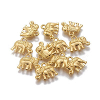 Pendentif éléphant zamac doré,fournitures créatives, sans nickel,creation bijoux animal jungle,14mm,x 2 (G5462)