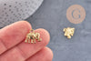 Pendentif éléphant zamac doré,fournitures créatives, sans nickel,perle géométrique,9.5mm, x2 G5871