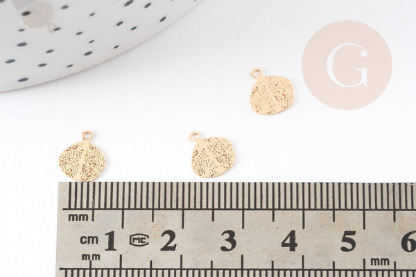 Pendentif estampe filigrane feuille dentelle laiton doré 9mm, Pendentif très fin et léger pour création de bijoux DIY x2 G9200