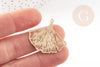 Pendentif estampe filigrane feuille gingko laiton doré 30x33mm, Pendentif très fin et léger, x2 (G4440)
